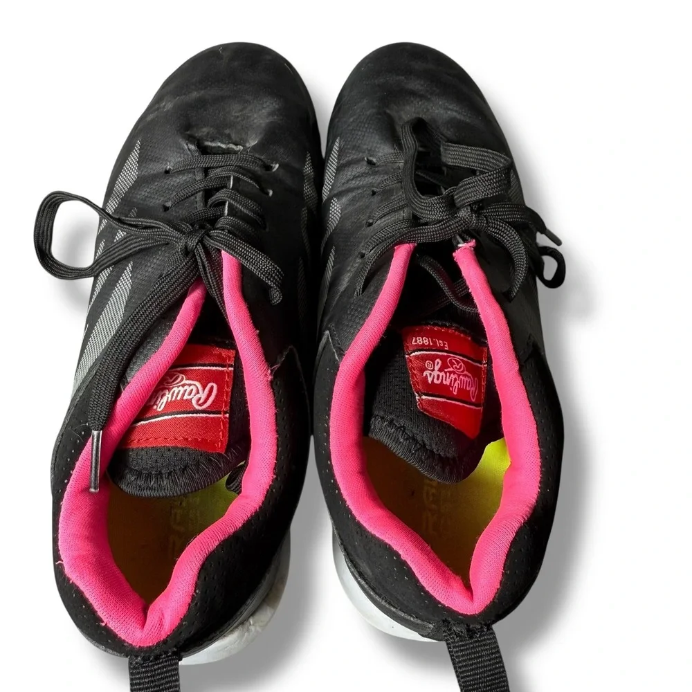 Rawlings Fastpitch Softball baseball Cleats Molded Black Pink kids Girls Size 5D